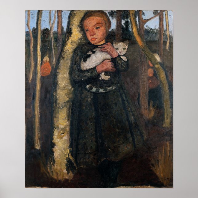 Affiche Modersohn-Becker - Fille dans la forêt de bouleaux (Devant)