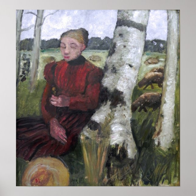 Affiche Modersohn-Becker - Filles au bouleau, troupeau  (Devant)