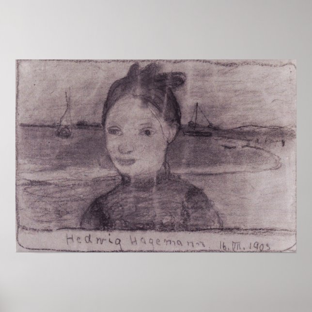 Affiche Modersohn-Becker - Portrait d'Hedwig Hagemann (Devant)
