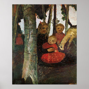 Affiche Modersohn-Becker - Trois Enfants Avec Chèvre