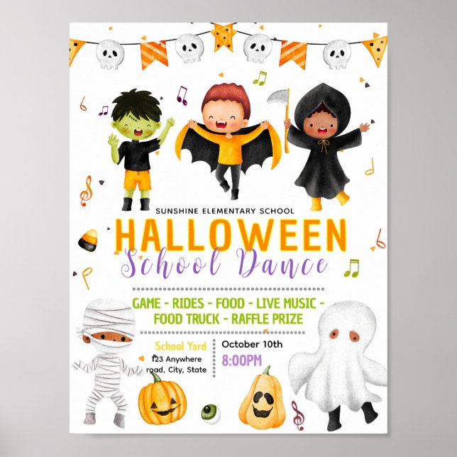 Affiche modifiable de danse scolaire Halloween (Devant)