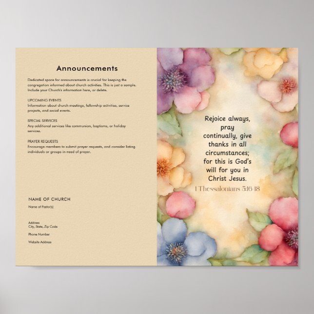 Affiche Modifier, télécharger le bulletin de l'église (Devant)