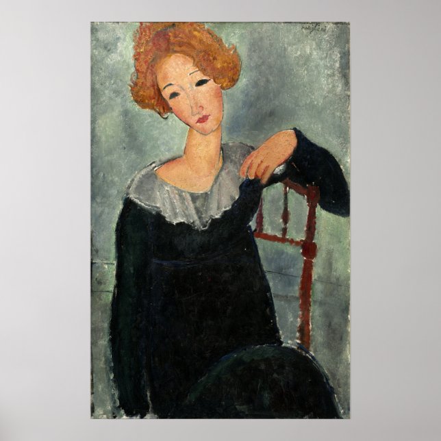 Affiche Modigliani - Femme aux cheveux rouges 1917 (Devant)