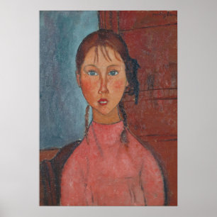 Affiche Modigliani fille avec tresses Art moderne Imprimer