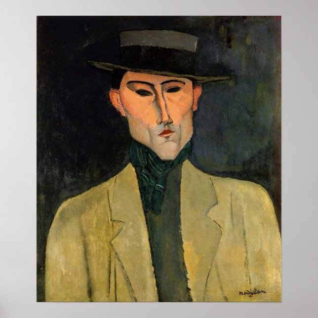 Affiche Modigliani - Homme au chapeau 1915 (Devant)