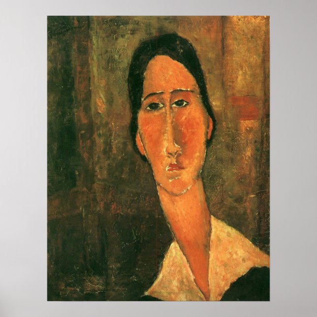 Affiche Modigliani - Jeanne H Buterne Avec Un Col Blanc (Devant)
