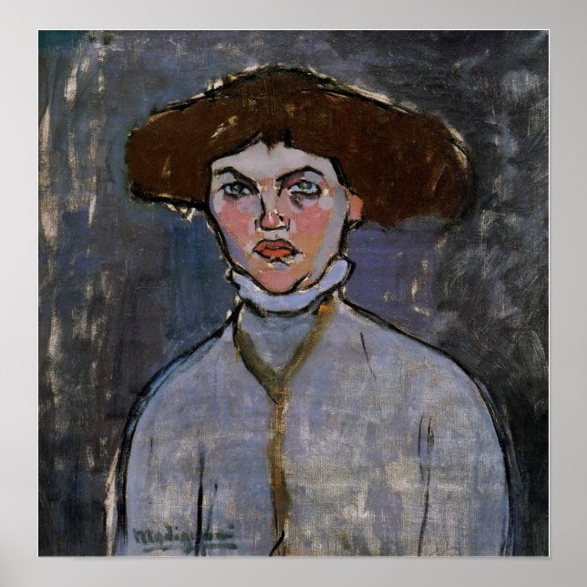 Affiche Modigliani - Tête de jeune femme 1908 (Devant)