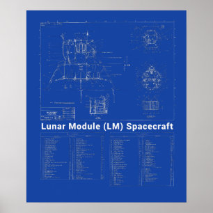 Affiche Module lunaire Lander Lune (LM) - Plan directeur