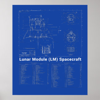 Affiche Module lunaire Lander Lune (LM) - Plan directeur