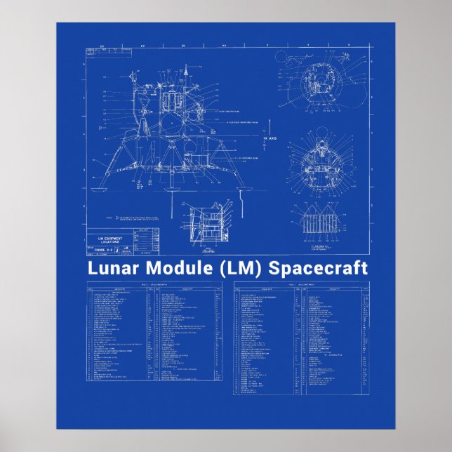 Affiche Module lunaire Lander Lune (LM) - Plan directeur (Devant)