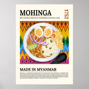 Affiche Mohinga Soupe de nouilles de poisson traditionnell