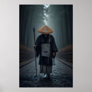 Affiche Moine Zen Japonais