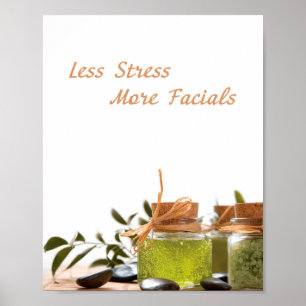 Affiche moins de stress signifie plus de faciaux, spa