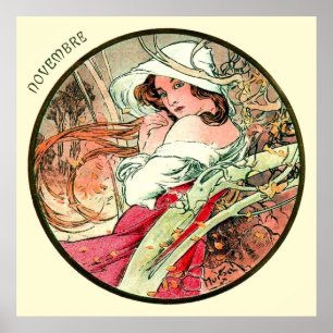 Affiche Mois d'Alphonse Mucha de novembre