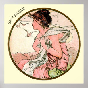 Affiche Mois d'Alphonse Mucha de septembre