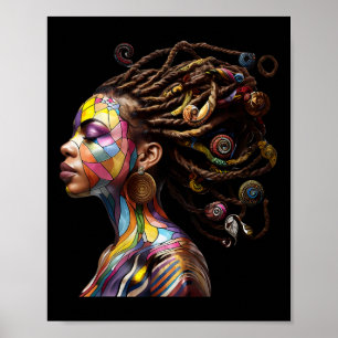 Affiche Mois de l'histoire des Noirs Cheveux Loc's Art Rei