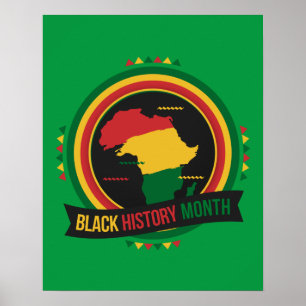 Affiche Mois de l'histoire des Noirs Drapeau africain Affi