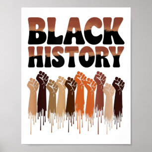 Affiche Mois de l'histoire des Noirs Mains Symbole Afro Mo