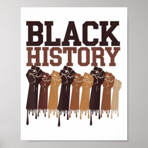 Affiche Mois de l'histoire des Noirs Mains Symbole Afro Mo