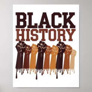 Affiche Mois de l'histoire des Noirs Mains Symbole Afro Mo