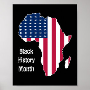 Affiche Mois de l'histoire noire Carte du drapeau afro-amé