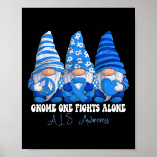 Affiche Mois de sensibilisation Als Bleu Ruban Gnomes Sout