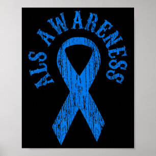 Affiche Mois de sensibilisation Als Blue Ribbon Shirt Fami