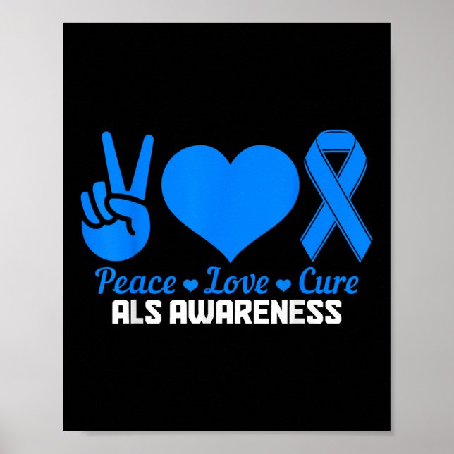 Affiche Mois de sensibilisation Als Peace Love Cure Blue R (Devant)