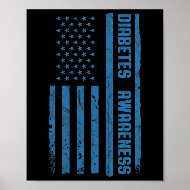 Affiche Mois de sensibilisation au diabète Drapeau Vintage (Devant)