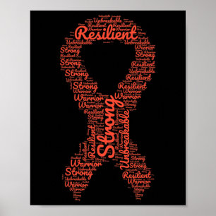 Affiche Mois De Sensibilisation Ruban Orange Avec Mots