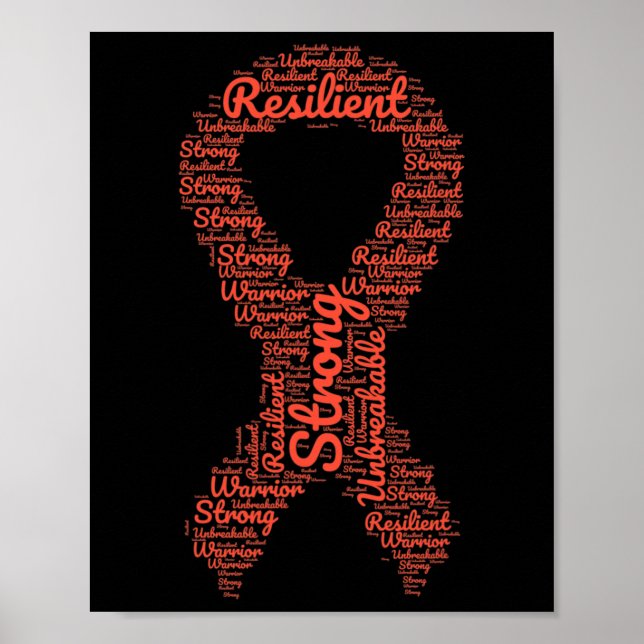 Affiche Mois De Sensibilisation Ruban Orange Avec Mots (Devant)