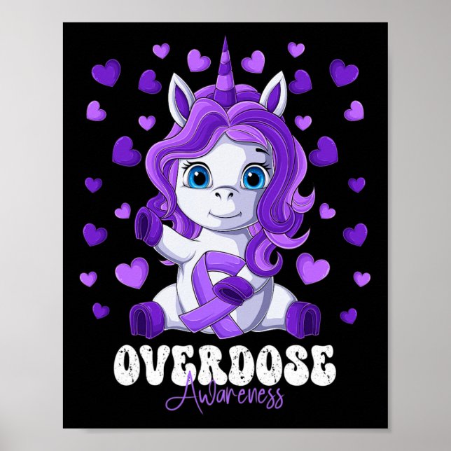 Affiche Mois de sensibilisation Ruban violet Unicorne (Devant)