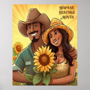 Affiche Mois du patrimoine hispanique Couple de tournesols