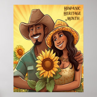Affiche Mois du patrimoine hispanique Couple de tournesols