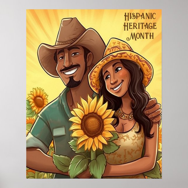 Affiche Mois du patrimoine hispanique Couple de tournesols (Devant)