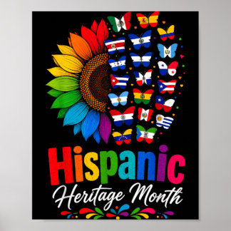 Affiche Mois du patrimoine hispanique Drapeaux des pays hi