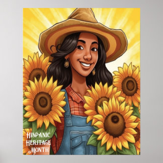 Affiche Mois du patrimoine hispanique tournesol fille femm