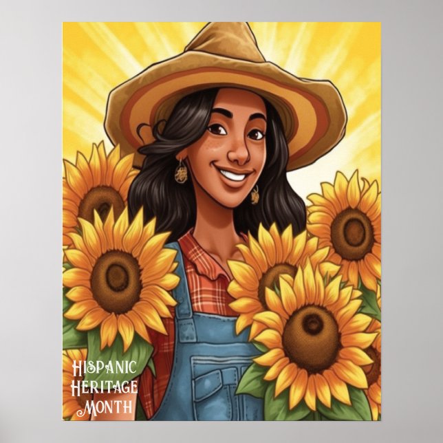Affiche Mois du patrimoine hispanique tournesol fille femm (Devant)