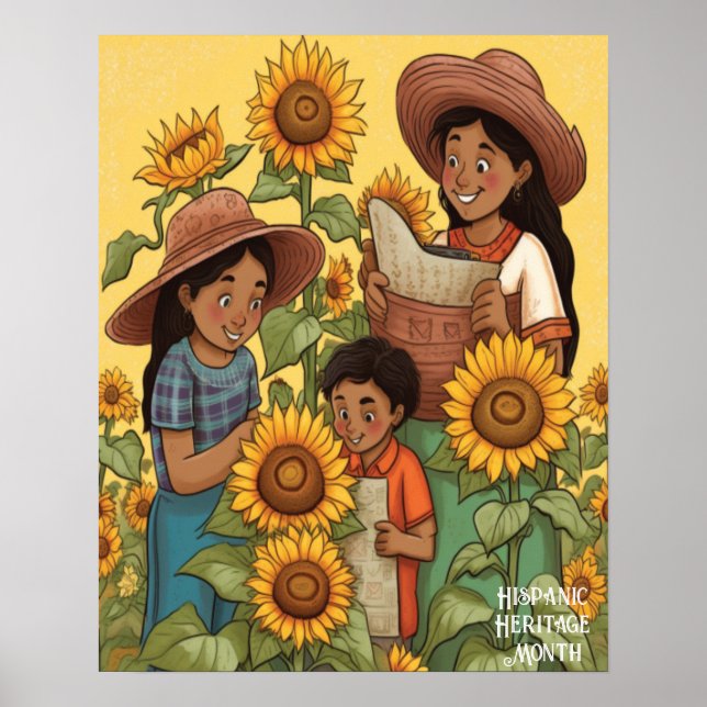 Affiche Mois du patrimoine hispanique tournesols Famille M (Devant)