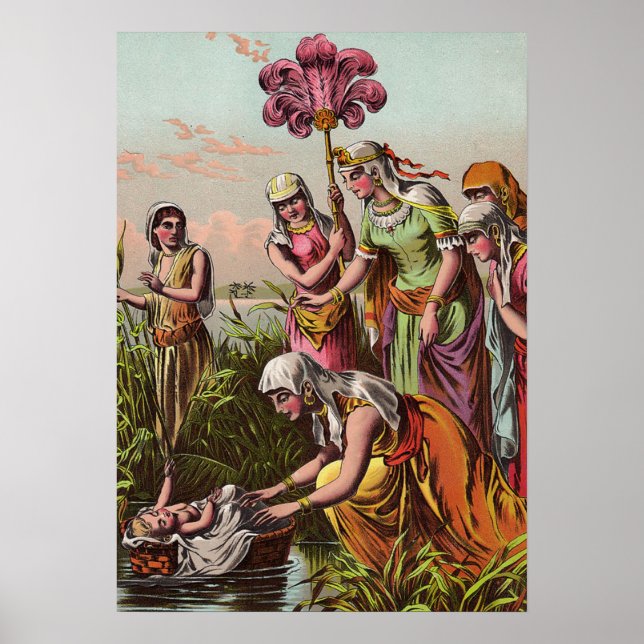 Affiche Moïse bébé dans un panier (Devant)