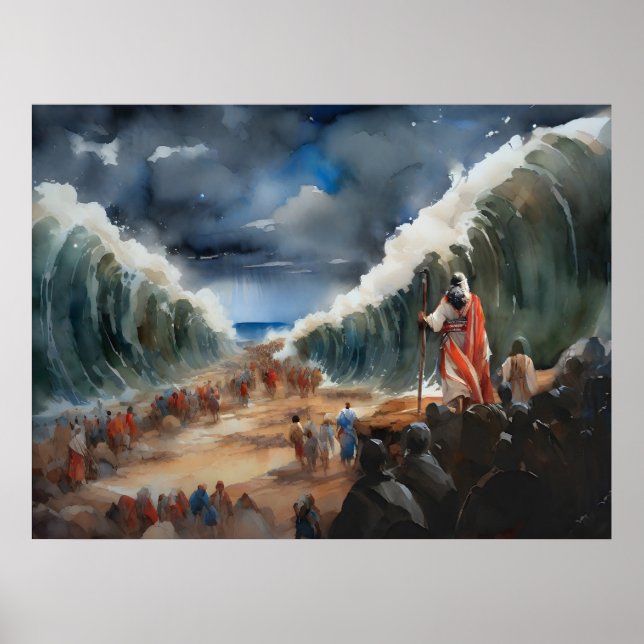 Affiche Moïse Partant Et Traversant La Mer Rouge Sèche (Devant)
