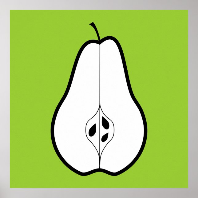 Affiche Moitié poire noire. Illustration de ligne. (Devant)