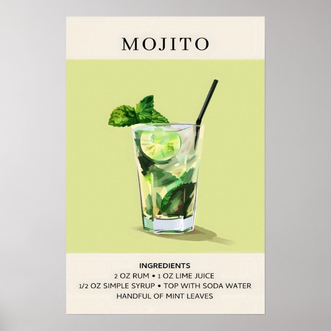 Affiche Mojito La peinture à cocktail (Devant)