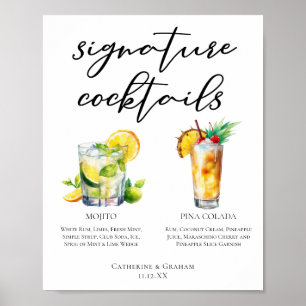 Affiche Mojito Piña Colada Signature Cocktails Menu