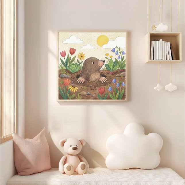 Affiche Mole Mignon Et Dessin Au Crayon De Fleurs Enfant (Créateur téléchargé)