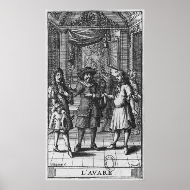 Affiche Moliere comme Harpagon, frontispice illustration (Devant)