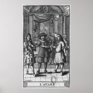 Affiche Moliere comme Harpagon, illustration de