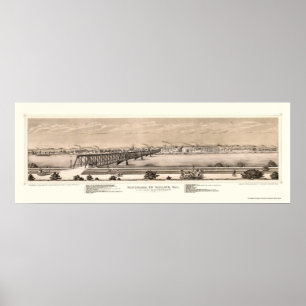 Affiche Moline, carte panoramique de l'IL - 1873