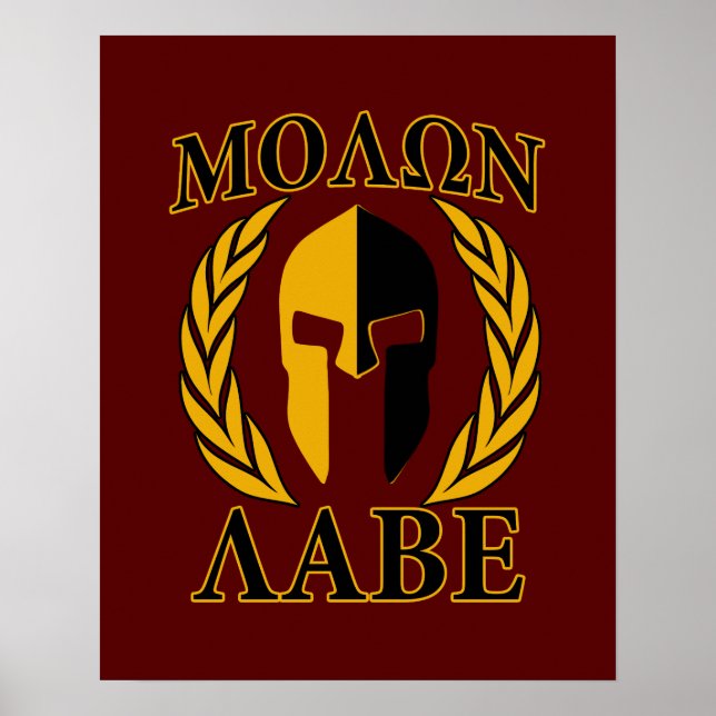 Affiche Molon Labe Spartan Mask Laurels Burgundy (Devant)