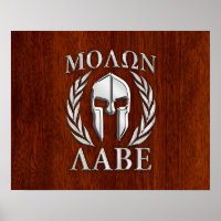 Molon Labe Spartan Warris Laurels Chro Wood Print